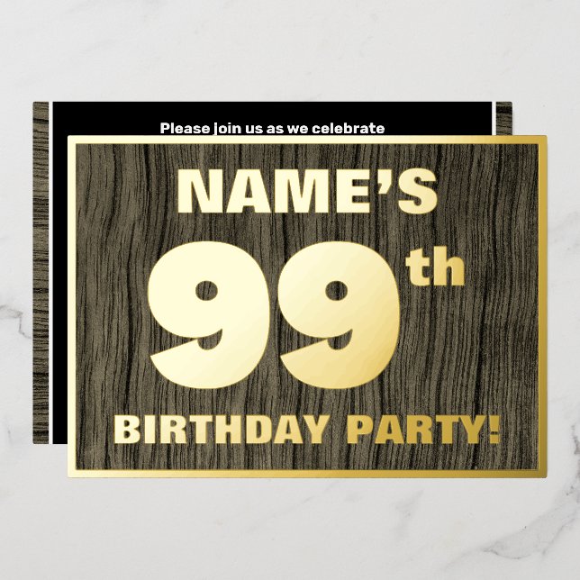 Invitation En Aluminium 99e fête d'anniversaire : Bold, Motif de céréales  (Recto/Verso)