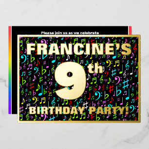 Invitation En Aluminium 9e fête d'anniversaire — Symboles de musique amusa
