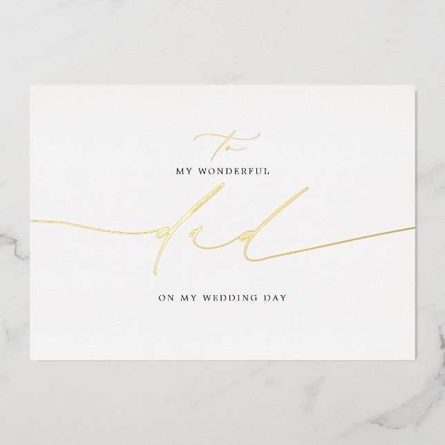 Invitation En Aluminium À Mon Père Le Jour De Mariage Élégant (Recto)