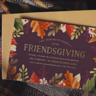 Invitation En Aluminium Abondance d'automne Dîner de Friendsgiving de Th