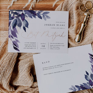 Invitation En Aluminium Abondant feuillage   Bat mitzvah botanique violet