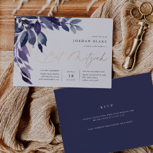Invitation En Aluminium Abondant feuillage   Bat mitzvah botanique violet