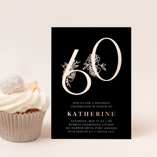 Invitation En Aluminium Âge d'or | 60e anniversaire de fête Rose Gold (Créateur téléchargé)