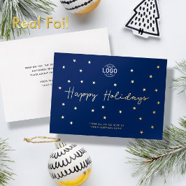 Invitation En Aluminium Ajouter le logo Gold Stars Marine Blue Business Ho