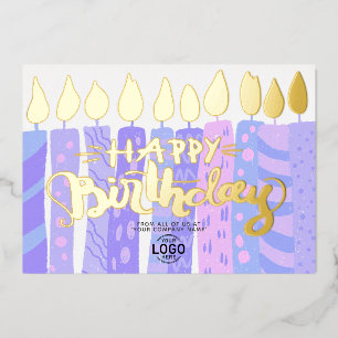 Invitation En Aluminium Ajouter Logo Amusants Bougies violettes Entreprise