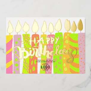 Invitation En Aluminium Ajouter Logo Bougies colorées Business Joyeux Anni