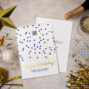 Invitation En Aluminium Ajouter Logo Gold Foil Blue Confetti Business Anni