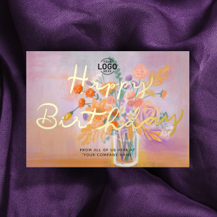 Invitation En Aluminium Ajouter un logo Bouquet floral coloré Anniversaire