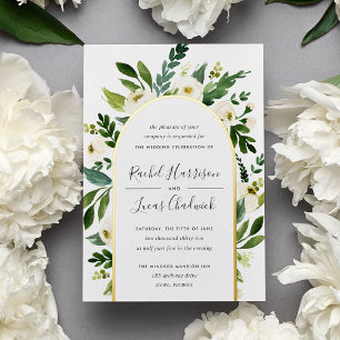 Invitation En Aluminium Albâtre Vert et blanc Mariage d'arc floral