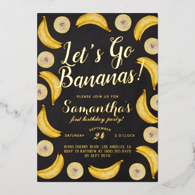 Invitation En Aluminium Allons-y Bananes Anniversaire (Recto)