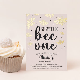 Invitation En Aluminium Alors Doux D'Être Un Premier Anniversaire Foil