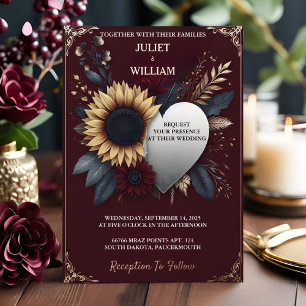 Invitation En Aluminium Alors Maroon traditionnel Couple Automne Mariage B