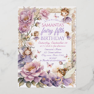 Invitation En Aluminium Ambiance Fée Florale Aquarelle fête d'anniversaire