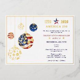 Invitation En Aluminium Amérique 250 Patriotique Fête Anniversaire Bleu