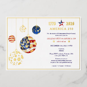 Invitation En Aluminium Amérique 250 Patriotique Fête Anniversaire Bleu
