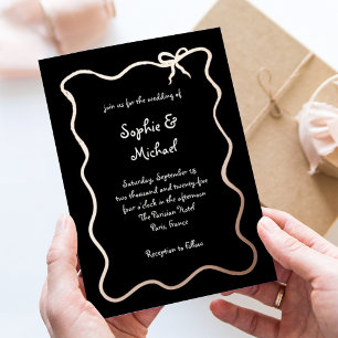 Invitation En Aluminium Amour Black Mariage français à arc rose or
