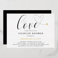 Amour Coeur Noir Blanc Moderne Couples Douche Or