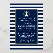 Ancre nautique Mariage Bleu Grilles Or