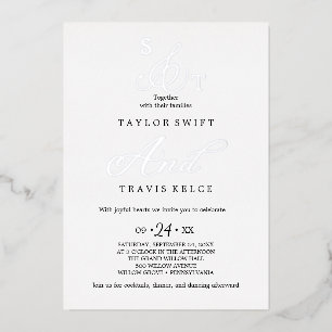 Invitation En Aluminium ANDREA Noir, Blanc & Or Élégant Mariage Formel