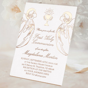 Invitation En Aluminium anges adorateurs Première Sainte Communion