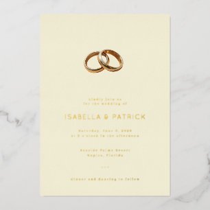 Invitation En Aluminium Anneaux de mariage élégants en crème