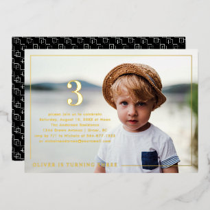 Invitation En Aluminium Année Photo simple fête d'anniversaire