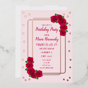 Invitation En Aluminium Anniversaire de Rose rose