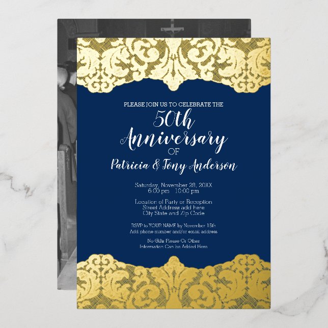 Invitation En Aluminium Anniversaire des Mariages de la Marine Photo et de (Recto/Verso)