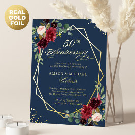 Invitation En Aluminium Anniversaire du Mariage géométrique de la marine d