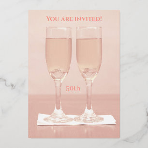 Invitation En Aluminium Anniversaire du Rose Gold 50th Mariage