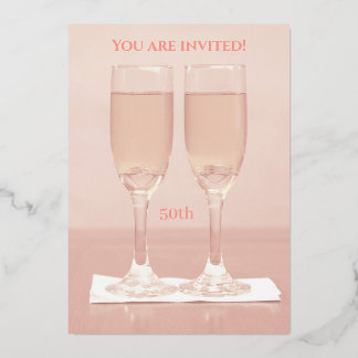 Invitation En Aluminium Anniversaire du Rose Gold 50th Mariage