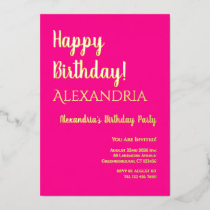 Invitation En Aluminium Anniversaire Hot rose Heureux Anniversaire Real Go