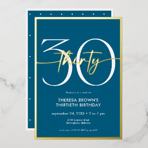 Invitation En Aluminium Anniversaire Moderne Minimaliste Teal Thirty Scrip