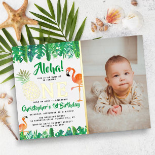 Invitation En Aluminium Anniversaire Réel de 1 an pour Garçons Thème Tropi