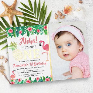 Invitation En Aluminium Anniversaire Réel Filles 1ère Fête Tropicale d'Été