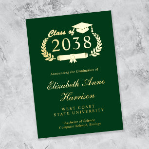 Invitation En Aluminium Annonce de fin d'études au collège vert élégant en