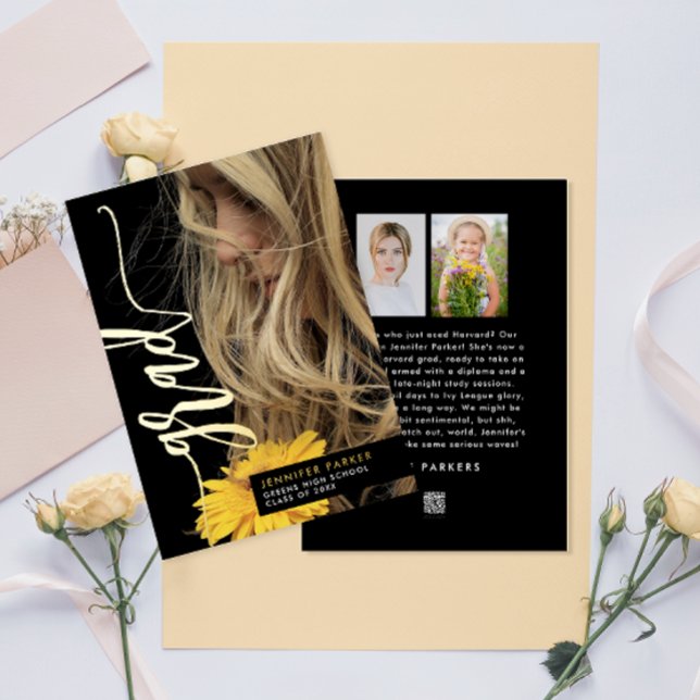 Invitation En Aluminium Annonce de photo de diplômé simple et élégante mod (Créateur téléchargé)