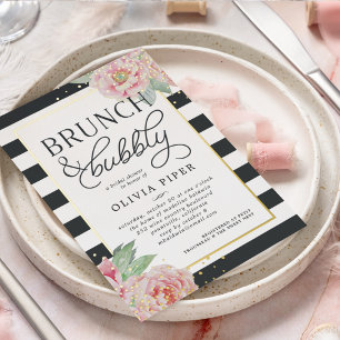 Invitation En Aluminium Antique Peony Brunch & Fête des mariées Bubbly