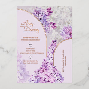 Invitation En Aluminium Aquarelle à huile personnalisée Floral Lilac Maria