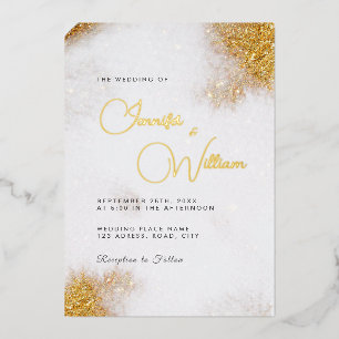 Invitation En Aluminium Aquarelle Abstraite Parties scintillant or luxe él