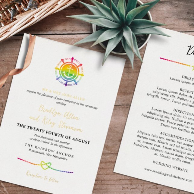 Invitation En Aluminium Aquarelle arc-en-ciel LGBT 2 en 1 Mariage (Créateur téléchargé)