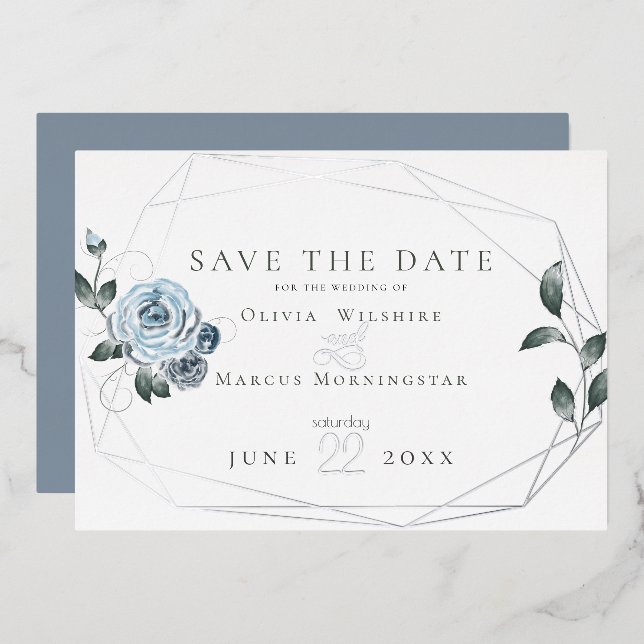 Invitation En Aluminium Aquarelle bleu foncé (Recto/Verso)