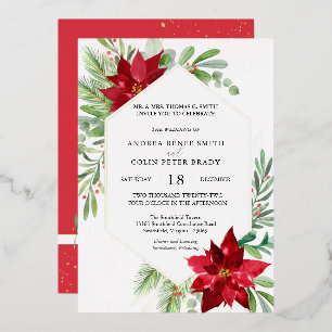Invitation En Aluminium Aquarelle botanique Verdure Mariage de Noël