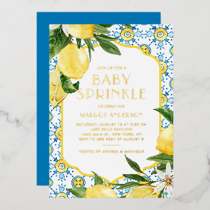Invitation En Aluminium Aquarelle Citron Méditerranée Bébé Parsemer