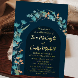 Invitation En Aluminium Aquarelle de la marine foncée Arche florale