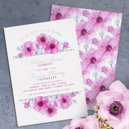 Invitation En Aluminium Aquarelle florale d'anémone rose blanc mariage