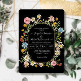 Invitation En Aluminium Aquarelle Florale fleur sauvage Élégante huile de 