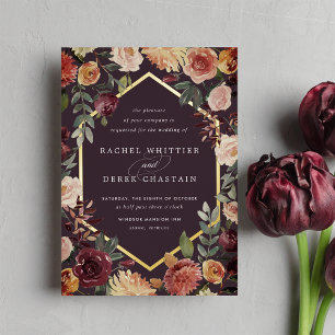 Invitation En Aluminium Aquarelle géométrique en fleur rustique Mariage fl