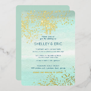 Invitation En Aluminium Aquarelle Mariage côtière