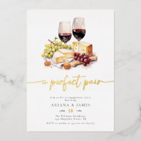 Aquarelle Perfect Pair Vin Fiançailles Fromage